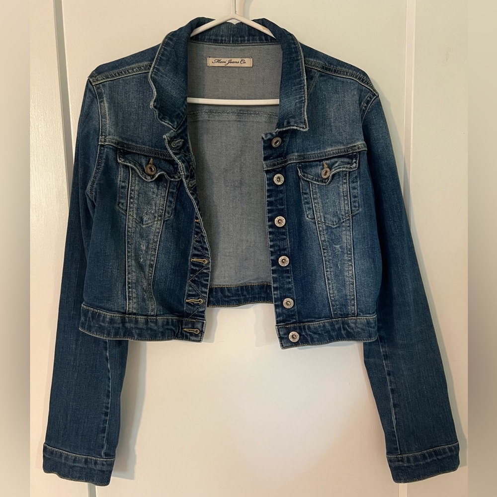 Mavi Cropped Blue Denim/Jean Jacket - Size M